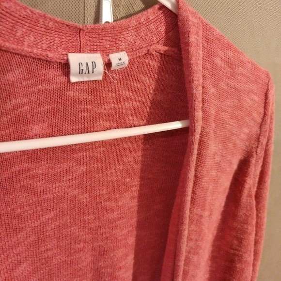 GAP Pink Rosette Rayon Blend Knit Open Front Cardigan Wms Sz Med - Picture 5 of 10